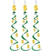Green metallic whirl with gold dollar signs attached.