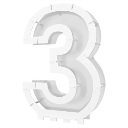 White Balloon Mosaic Number "3" Frame