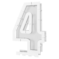 White Balloon Mosaic Number "4" Frame (Pack of 1) white balloon mosaic frame, number 4 balloon frame, party decorations, birthday decor, anniversary decor, graduation decor, Party Express, event decorations, balloon mosaic, reusable party frame.