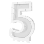 White Balloon Mosaic Number "5" Frame