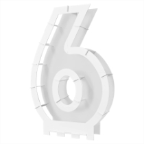 White Balloon Mosaic Number "6" Frame