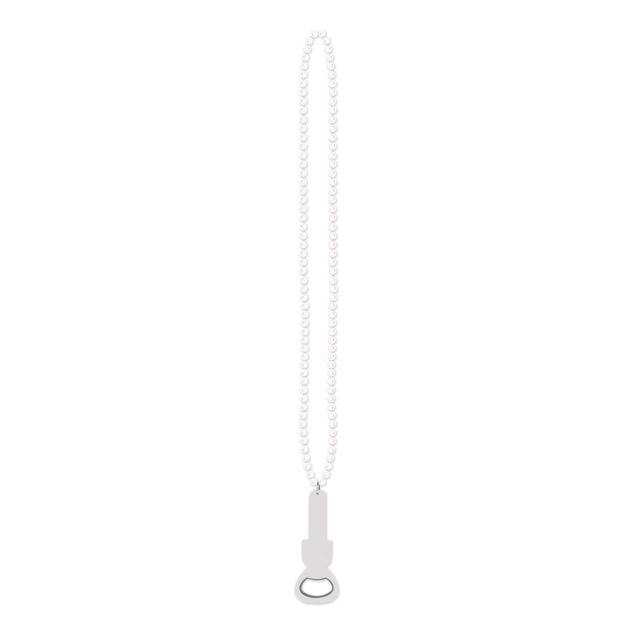 White Beads w/Bottle Opener 