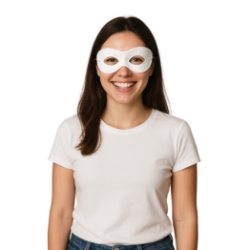 White Fabric Hero Mask (Pack of 12) white hero mask, white fabric mask, hero mask pack of 12, elastic superhero mask, kids party masks, costume accessories, superhero masks bulk, group costume masks, party express mask