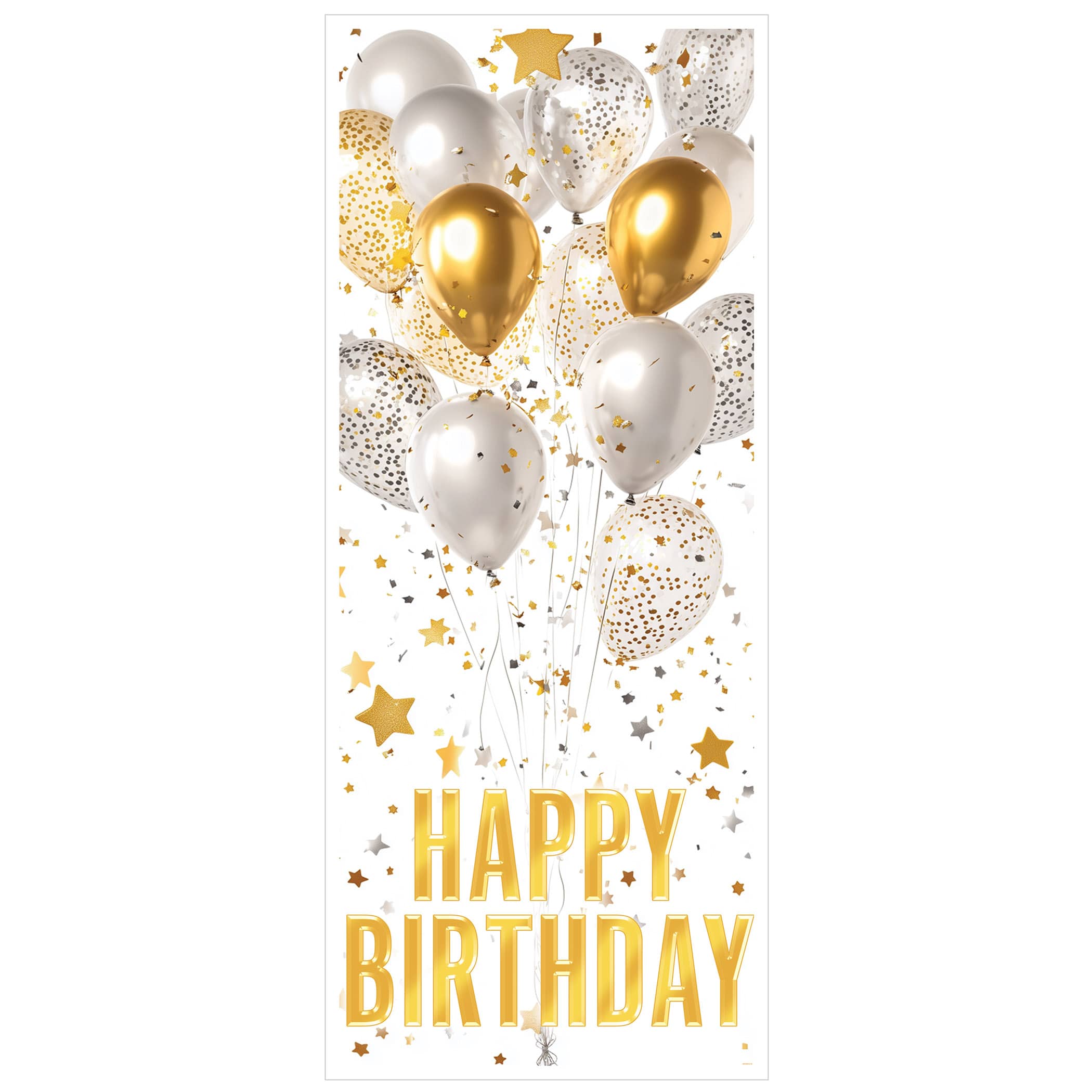 White & Gold Happy Birthday Door Cover