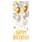 White & Gold Happy Birthday Door Cover