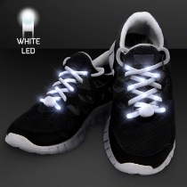 White LED Shoelaces for Night Fun Runs (Pack of 12) white LED shoelaces, light up shoelaces, glow shoelaces, nighttime running gear, fun run accessories, LED laces pack of 12, illuminated shoelaces, safety shoelaces, running accessories LED, glow in the dark laces