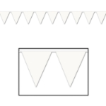 White Pennant Banner (Pack of 12) white pennant banner, all-weather pennant banner, white party decorations, outdoor event banners, wedding décor pennants, white flag banner, Party Express pennant banner, festival decorations, school event décor, white hanging banner