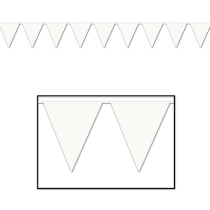 White Pennant Banner (Pack of 12) white pennant banner, all-weather pennant banner, white party decorations, outdoor event banners, wedding décor pennants, white flag banner, Party Express pennant banner, festival decorations, school event décor, white hanging banner