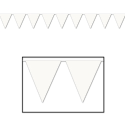 White Pennant Banner (Pack of 12) white pennant banner, all-weather pennant banner, white party decorations, outdoor event banners, wedding décor pennants, white flag banner, Party Express pennant banner, festival decorations, school event décor, white hanging banner
