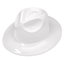 White Plastic Fedora (Pack of 25) white plastic fedora, white fedora hats, bulk party hats, fedora pack of 25, white costume hats, plastic fedora wholesale, wedding party hats, New Year’s party hats, Party Express fedora