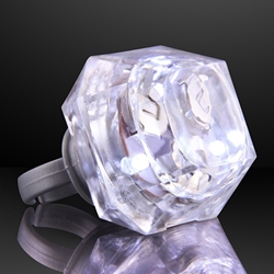 White Princess Cut LED Rings (Pack of 12) Glow, LED, ring, light up, new years eve, valentines day, inexpensive, wholesale, bulk