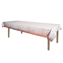 White & Rose Gold Metallic Polka Dots Tablecover