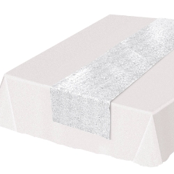 White Sequined Table Runner (Pack of 12) Sequined Table Runner, sequined, table runner, decoration, teal, new years eve, prom, under the sea, luau, wholesale, inexpensive, bulk