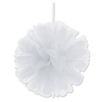 White Tulle Balls (Pack of 24) white tulle balls, 8 inch tulle decorations, hanging tulle balls, white party décor, tulle pom poms white, wedding tulle decorations, baby shower tulle décor, Party Express tulle balls