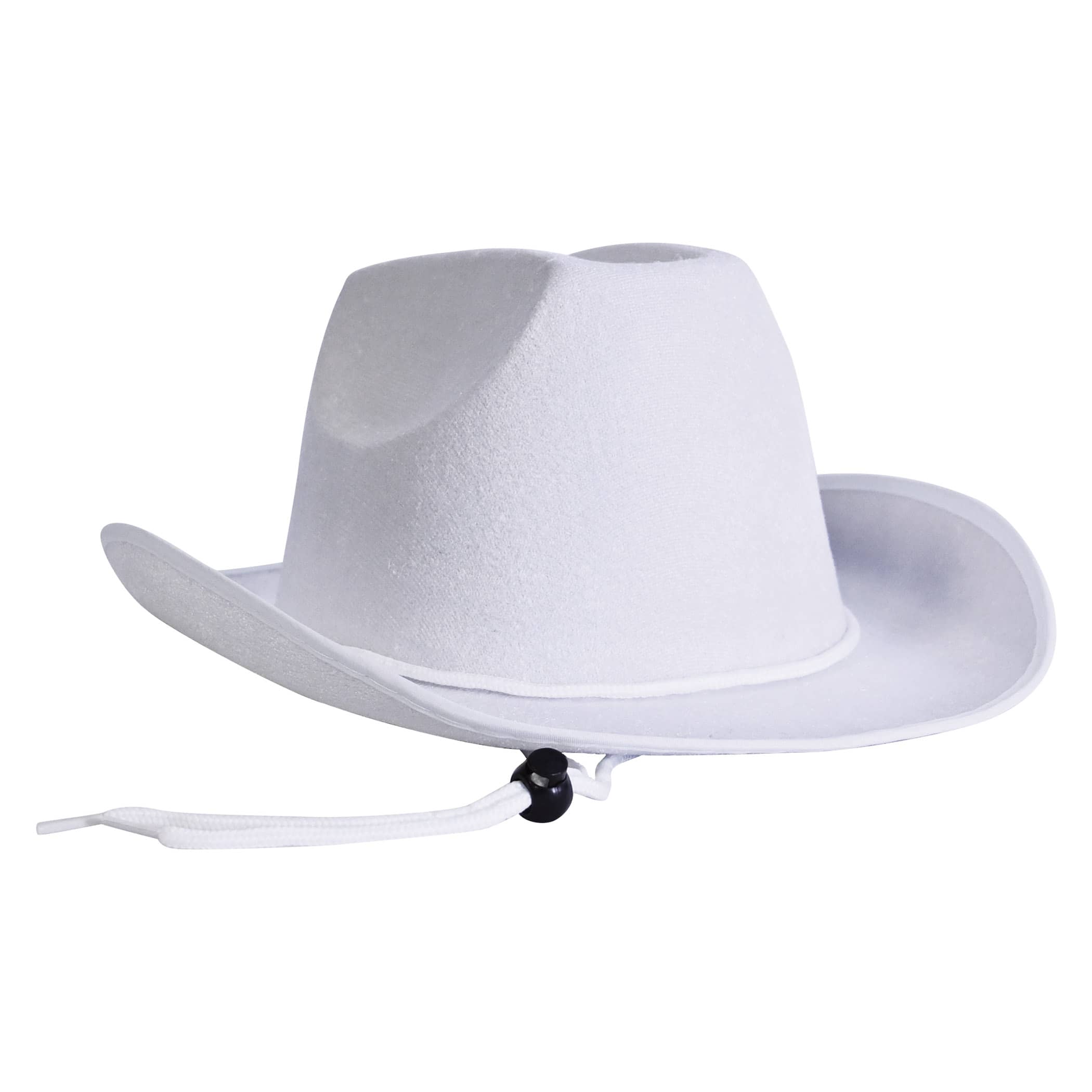 White Velour Cowboy Hat (Pack of 6) white cowboy hat, velour cowboy hat, western party hat, adjustable chin strap hat, cowboy costume accessory, white western hat, party cowboy hats, Party Express western supplies