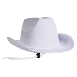 White Velour Cowboy Hat (Pack of 6) white cowboy hat, velour cowboy hat, western party hat, adjustable chin strap hat, cowboy costume accessory, white western hat, party cowboy hats, Party Express western supplies