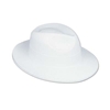 White Velour fedora made of plastic material and velour coating.