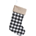 White and Black Plaid hanging fabric Christmas stocking