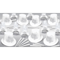 Whiteout - New Year's Party Kit for 50   New Year’s Eve party kit, Whiteout New Year’s Party Kit, Party Express, New Year’s Eve decorations, party hats, tiaras, noisemakers, New Year’s Eve celebration, elegant party supplies, New Year’s Eve accessories.