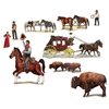 Wild West Character Props of people, horses, and other animals on thin plastic material.