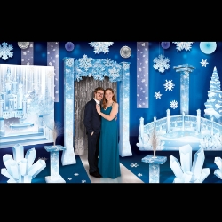 Winter Wonderland Prom Kit (64 Total Pieces Per Kit) winter wonderland prom kit, winter dance decorations, 3D winter props, snowflake decorations, winter photo props, ice crystal stand-ups, winter party décor, winter prom theme, Party Express winter kit