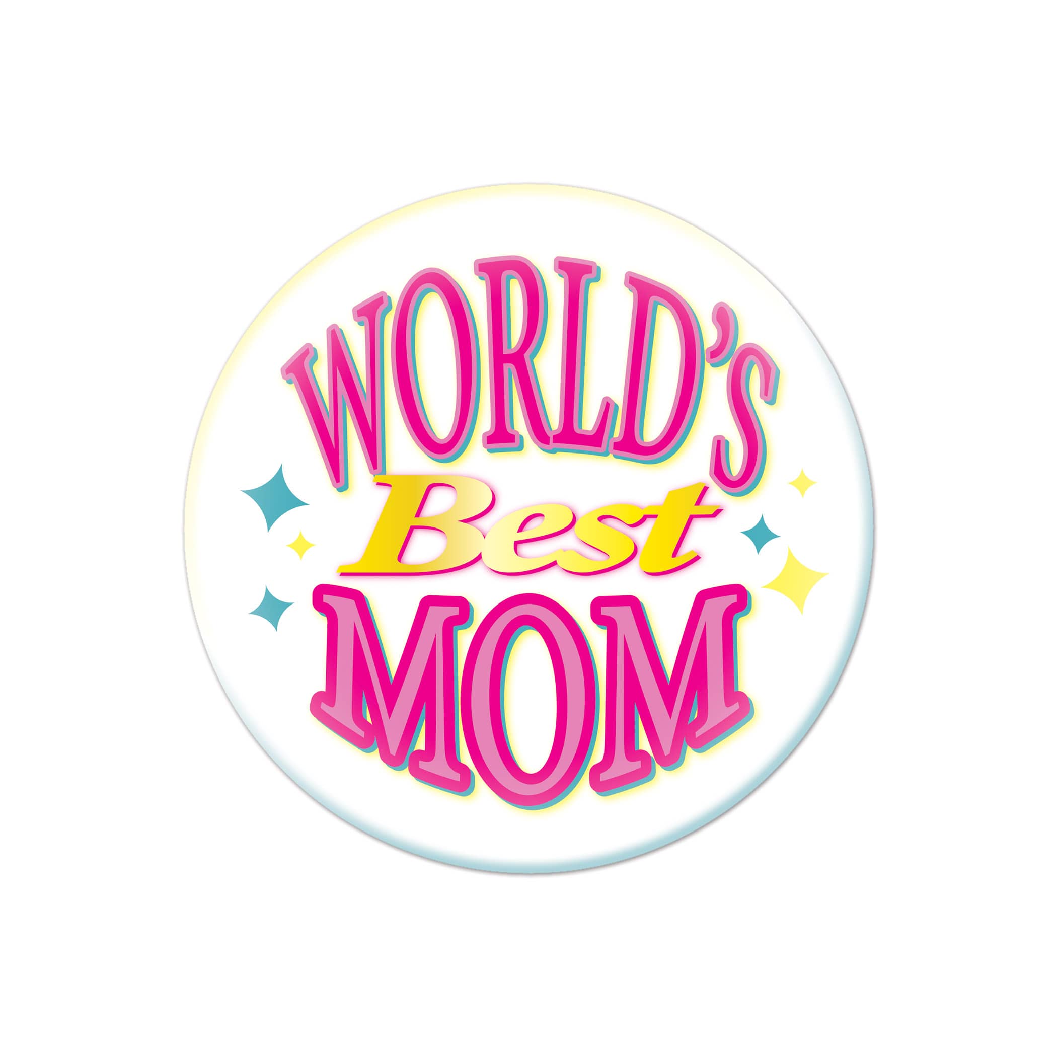 Worlds Best Mom Button (Pack of 6) world’s best mom button, mother’s day button, mom appreciation pin, pink gold button, 2 inch button, metal pin button, Party Express buttons