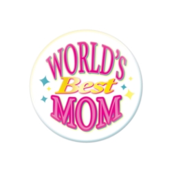 Worlds Best Mom Button (Pack of 6) world’s best mom button, mother’s day button, mom appreciation pin, pink gold button, 2 inch button, metal pin button, Party Express buttons