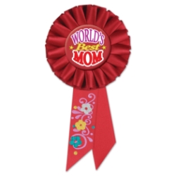 Worlds Best Mom Rosette (Pack of 6) Worlds Best Mom Rosette, worlds best mom, rosette, party favor, mothers day, wholesale, inexpensive, bulk