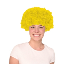 Yellow Curly Wig (Pack of 6) yellow curly wig, yellow wig pack, synthetic fiber wig, flame resistant wig, costume wigs, party wigs, group costume accessories, one size fits most wig, team spirit wigs, Party Express wigs