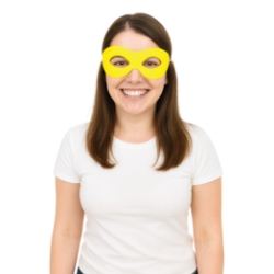 Yellow Fabric Hero Mask (Pack of 12) yellow hero mask, yellow fabric mask, hero mask pack of 12, elastic superhero mask, kids party masks, costume accessories, superhero masks bulk, group costume masks, party express mask