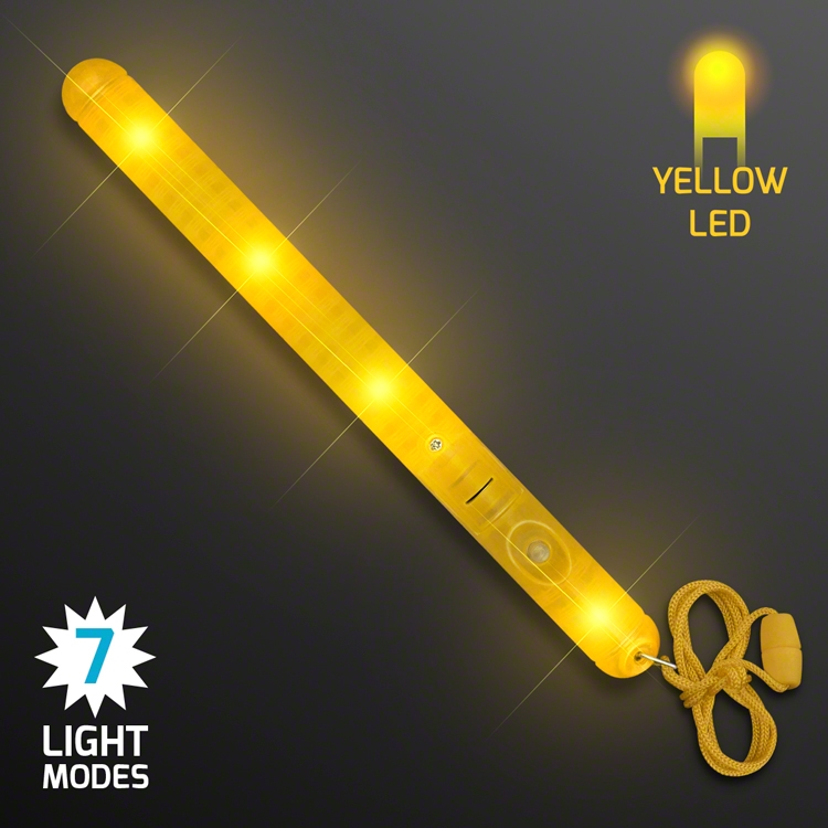 Yellow Flashing LED Wands (Pack of 12) Yellow Flashing LED Wands, flashing, led, light up, wands, party favor, patrol wand, light up wand, wholesale, inexpensive, bulk, baton