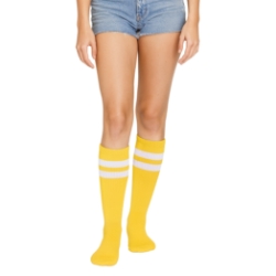 Yellow Knee Socks (Pack of 12 Pairs) yellow knee socks, knee high socks yellow, one size fits most socks, polyester blend socks, team socks, spirit day socks, cheer socks, costume socks, bulk socks pack, Party Express socks