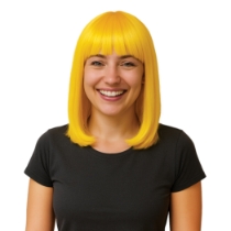 Yellow Long Bob Wig (Pack of 6) yellow long bob wig, yellow wig pack, synthetic fiber wig, flame resistant wig, costume wigs, party wigs, group costume accessories, one size fits most wig, team spirit wigs, Party Express wigs