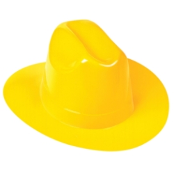 Yellow Plastic Cowboy Hat (Pack of 25) yellow plastic cowboy hats, bulk cowboy hats, cowboy hats pack of 25, western party hats, yellow cowboy hats wholesale, western costume accessories, party hats bulk, western theme party supplies