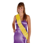 Yellow Satin Sash (Pack of 6) yellow satin sash, adult satin sash, 4 x 33 sash, sewn bottom sash, bulk sashes, event sashes, pageant sash yellow, customizable satin sash, party sashes, Party Express sashes