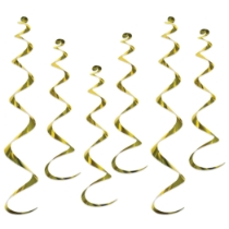 Metallic yellow whirls for ceiling decoration.