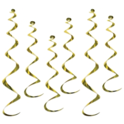 Metallic yellow whirls for ceiling decoration.