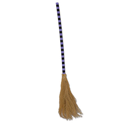 Witches broom with a purple and black handle