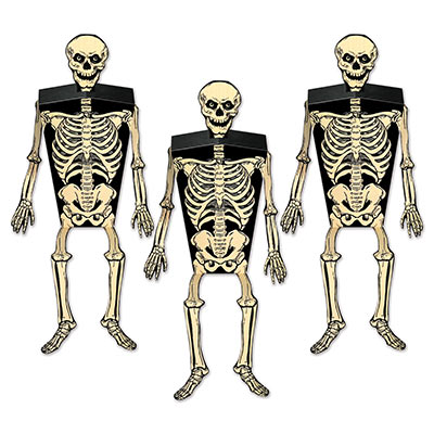 paper favor boxes in the shape of a skeleton Halloween decoration