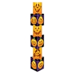 large stackable Halloween decoration with funny jack-o-lantern faces printed on the stacked boxes
