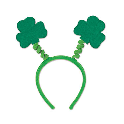 green headband bopper with shamrocks on the top