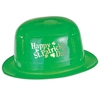 Green derby hat that reads Happy St. Patricks day in gold on the hat