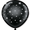 Black balloon with white imprinted stars for New Years Eve.