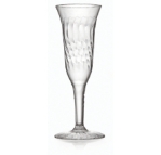 Plastic shaped champagne glass in one piece.