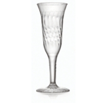 Plastic shaped champagne glass in one piece.