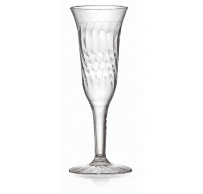 Plastic shaped champagne glass in one piece.