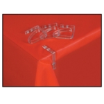 Clear plastic table cover secure clips. 