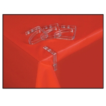 Clear plastic table cover secure clips. 