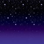 Starry night photo backdrop with soft purple on the bottom and dark black with stars on the top.