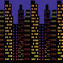 wall backdrop with a city skyline 